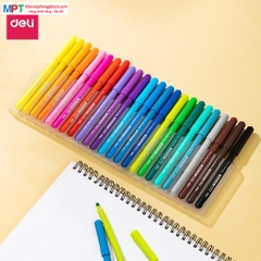 Bút lông màu dạ Felt Pen 24 màu Deli EC161-24 - Thiết kế đầu chóp nón, dễ đi nét