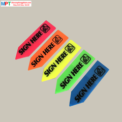 Giấy nhớ 5 màu nhựa in chữ SIGN HERE Penko - Kích thước 1.2 x 4.5cm
