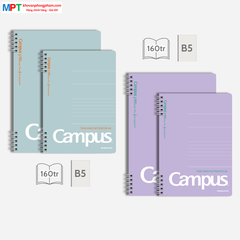 Sổ lò xo A5 Campus KUSUMI 2 đầu 160 trang - Dòng kẻ ngang - Định lượng 70gsm, kích thước 148x210mm