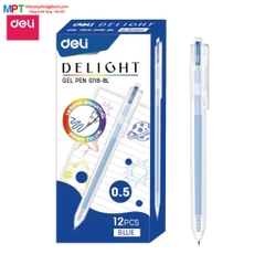 Bút gel nhiều màu Deli G118 nét 0.5mm - nhanh khô viết đều trơn tru lâu hết mực chất lượng cao