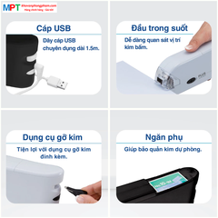 Máy dập ghim tự động Plus - Sử dụng cáp USB hoặc pin - Dập tối đa 20 tờ A4 - Dùng ghim bấm số 10