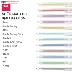 Bút gel nhiều màu Deli G118 nét 0.5mm - nhanh khô viết đều trơn tru lâu hết mực chất lượng cao