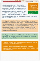 Doppelherz Curcuma 750 Đức – Viên Uống Tinh Chất Nghệ Curcumin + Vitamin D3, Hộp 30 Viên