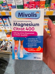 Mivolis Magnesium Citrat 400 Đức – Bột Magie Hương Cam 20 Gói