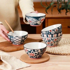 Bộ Bát Sứ Phong Cách Nhật 6 Chiếc – Họa Tiết Truyền Thống Đa Sắc , Vẻ Đẹp Trang Nhã Từ Xứ Phù Tang
