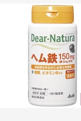 Viên uống canxi kèm magie, kẽm, D3 Asahi Dear Natura Nhật Bản - 180v