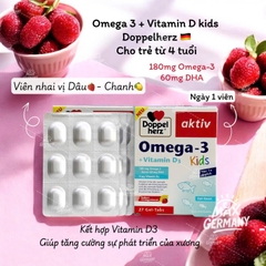 Viên nhai Doppelherz Omega-3 + Vitamin D3 Kids - Hỗ trợ trí não & xương khỏe mạnh