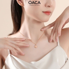Bông tai bạc cỏ bốn lá mạ vàng đá CZ