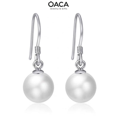 Bông tai bạc ngọc trai móc câu Conch
