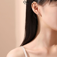 Bông tai bạc trái tim mạ vàng đá CZ