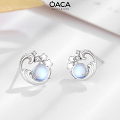 Bông tai bạc trăng sao đá Moonstone
