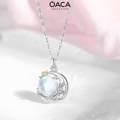 Dây chuyền bạc đôi Prince and Rose đá Moonstone