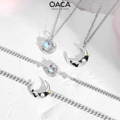 Dây chuyền bạc đôi Prince and Rose đá Moonstone