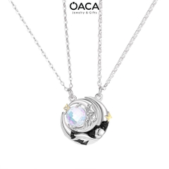 Dây chuyền bạc đôi Prince and Rose đá Moonstone