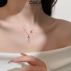 Dây chuyền bạc hình bướm xinh mạ vàng đá thạch anh