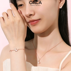 Dây chuyền bạc mạ vàng hồng Unicorn đá Moonstone trái tim