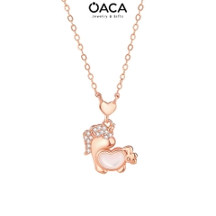 Dây chuyền bạc mạ vàng hồng Unicorn đá Moonstone trái tim