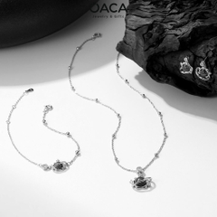 Dây chuyền bạc The Moon đá Obsidian đen huyền bí