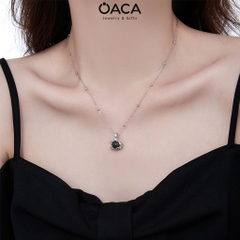 Dây chuyền bạc The Moon đá Obsidian đen huyền bí