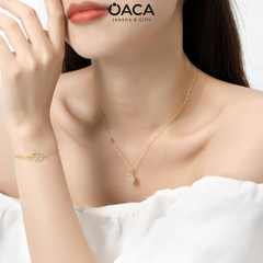 Dây chuyền hoa hướng dương Bạc 925 mạ Vàng đá CZ