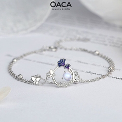 Lắc tay bạc hình bướm xinh đá Moonstone