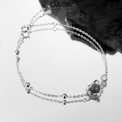 Lắc tay bạc The Moon đá Obsidian đen huyền bí
