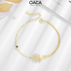 Lắc tay hoa hướng dương Bạc 925 mạ Vàng đá CZ