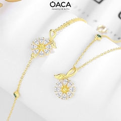 Lắc tay hoa hướng dương Bạc 925 mạ Vàng đá CZ