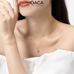 Lắc tay hoa hướng dương Bạc 925 mạ Vàng đá CZ