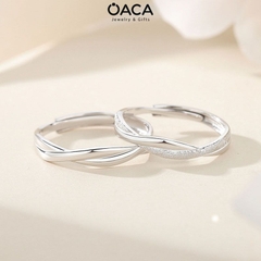 Nhẫn đôi bạc ta đơn giản mạ Vàng Trắng
