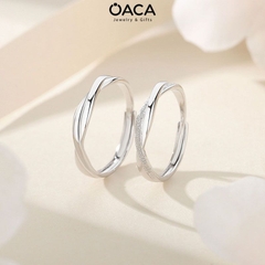 Nhẫn đôi bạc ta đơn giản mạ Vàng Trắng