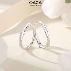 Nhẫn đôi bạc ta đơn giản mạ Vàng Trắng