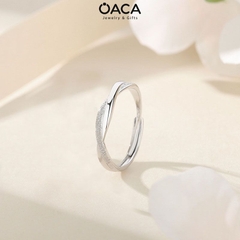 Nhẫn đôi bạc ta đơn giản mạ Vàng Trắng