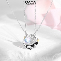 Dây chuyền bạc đôi Prince and Rose đá Moonstone