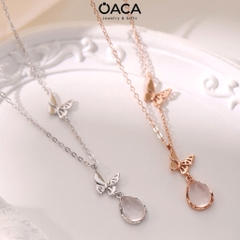 Dây chuyền bạc hình bướm xinh mạ vàng đá thạch anh