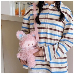 Túi Bé Gấu Lông Xù Tai Nơ Ren Đeo Chéo Ôm Bụng Cute 15708