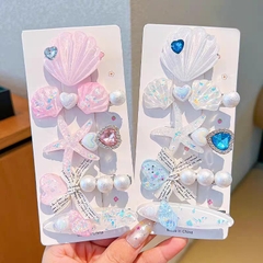 Set 2 Kẹp Tóc Hình Vỏ Sò Sao Biển Óng Ánh 15534