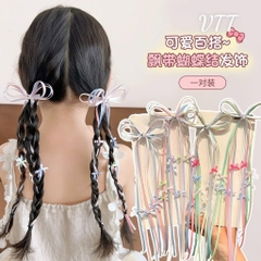 Set 2 Kẹp Tóc Ruy Băng Đủ Màu Phối Nơ Mini Dễ Thương 17671