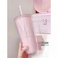 Ly Nhựa 2 Lớp Trong Pastel 3CE Kèm Ống Hút 750ml 16875