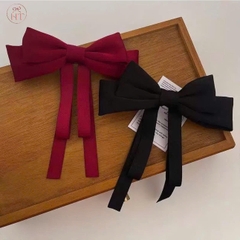 Kẹp Tóc Bấm Sau Vải Nơ Trơn Kèm Dây Ruy Băng Dài 16474