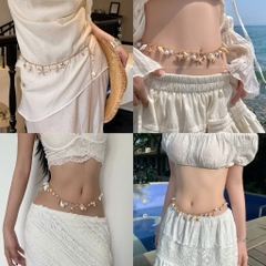 Vòng Đeo Eo Thắt Lưng Đi Biển Kim Loại Vỏ Sò 17353