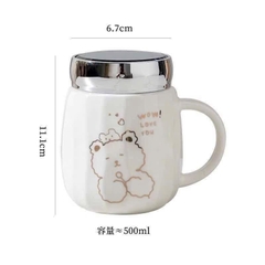 Ly Sứ Có Quai Có Nắp Gương Họa Tiết Họa Tiết Hoạt Hình 16652