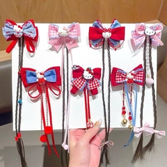 Set 2 Kẹp Tóc Phối Tóc Giả Nơ Nhung Thỏ Kitty 16430