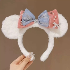 Cài Tóc Tai Gấu Trắng Đính Nơ Disney 17388