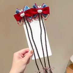 Set 2 Kẹp Tóc Phối Tóc Giả Nơ Nhung Thỏ Kitty 16430