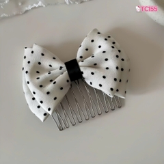 Set 2 Lược Bườm Xước Tóc 2 Lớp Nơ Vải Chấm Bi 17715