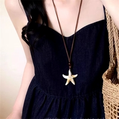 Vòng Cổ Dài Dây Da Mặt Sao Biển Vintage 15585