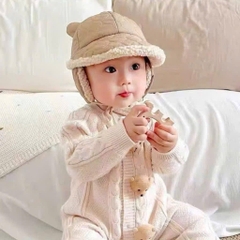 Mũ Dù Phối Lông Bịt Tai Cho Bé Kèm Dây Cột 16639