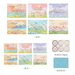 Thiệp Bìa Cứng Họa Tiết +Bao Thư+ Stamp 9*12cm 13625