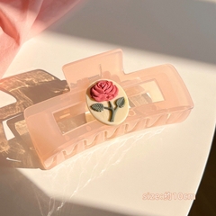 Kẹp Tóc Nhựa Vuông Charm Hoa Hồng Xinh 9989
